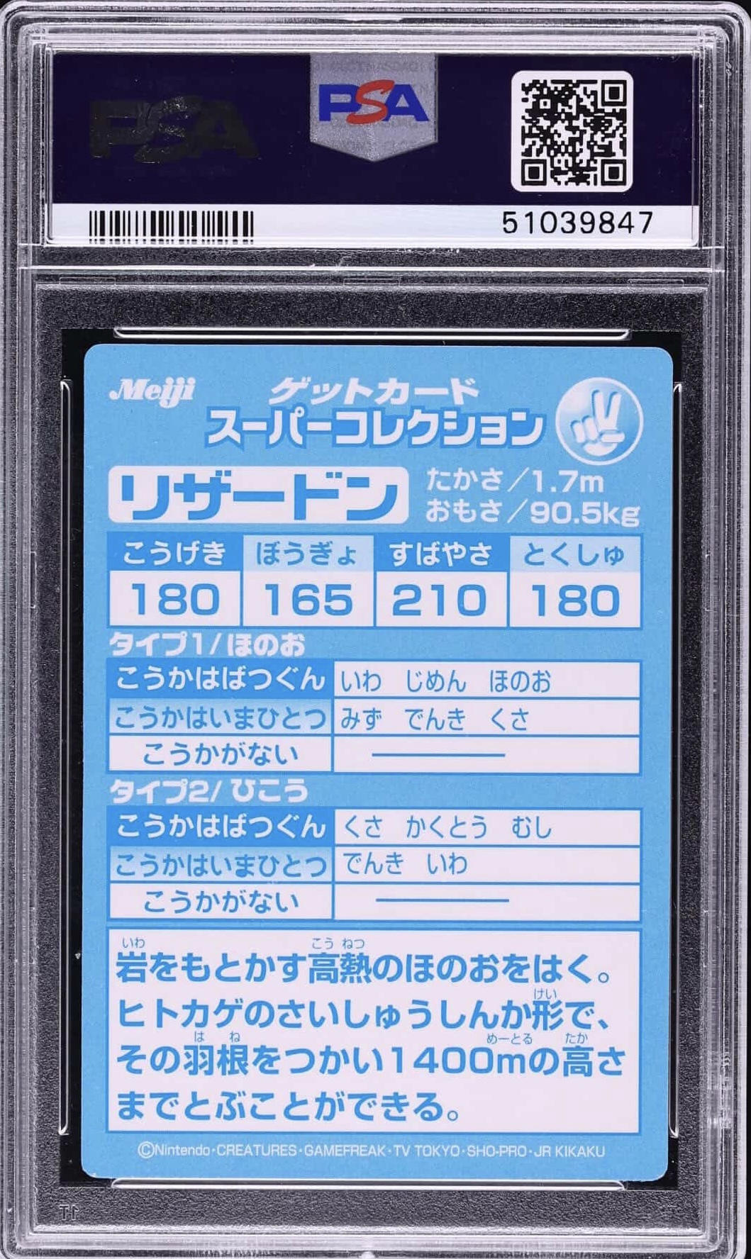 1999 POKEMON JAPANESE MEIJI PROMO LIZARDON PROMO EMBOSSED - Back